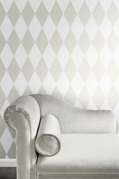 wallpaper rhombus motif shiny white
