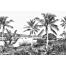 wall mural landscape with palms black and white