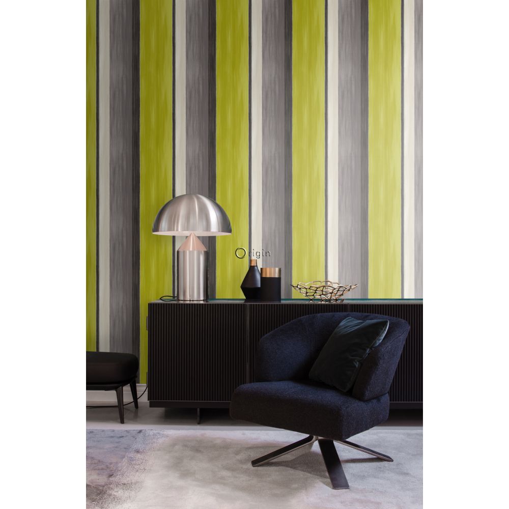 Green & Gold Textured Stripe Wall Mural - Feathr™ Wallpapers