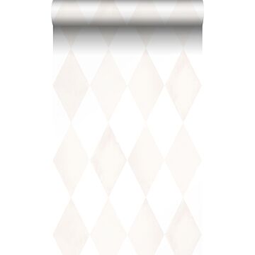 wallpaper rhombus motif light cream beige and matt white