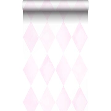 wallpaper rhombus motif pastel powder pink and matt white
