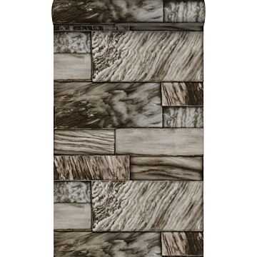 wallpaper wall of marble tiles in different sizes brown