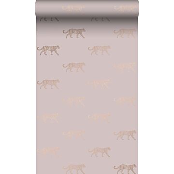wallpaper panters antique pink and gold
