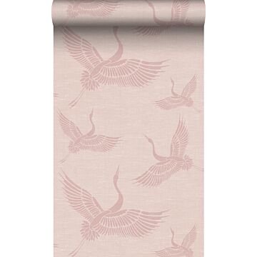 wallpaper crane birds antique pink