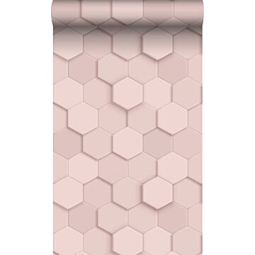 wallpaper 3d honeycomb motif light pink
