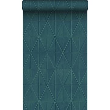 eco texture non-woven wallpaper origami motif dark blue