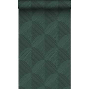 eco texture non-woven wallpaper 3D print dark green