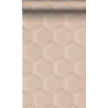 eco texture non-woven wallpaper 3d honeycomb motif light pink