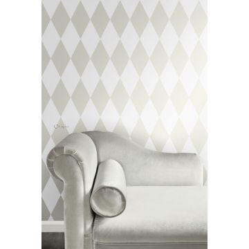 wallpaper rhombus motif shiny white