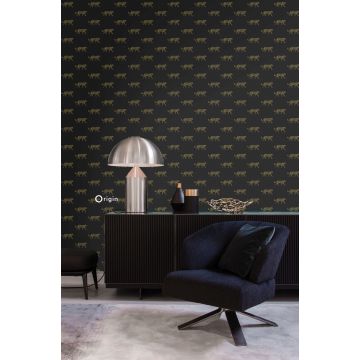 wallpaper panters black and gold