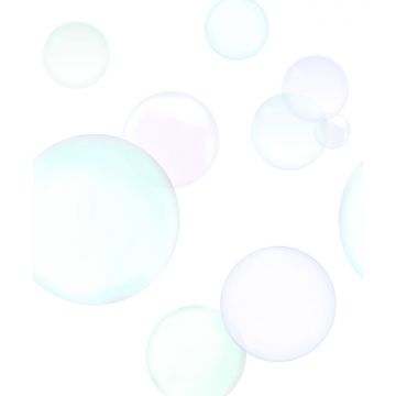 wall mural large floating bubbles pastel lila, mint green and pastel blue