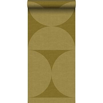 non-woven wallpaper XXL semicircles mustard green