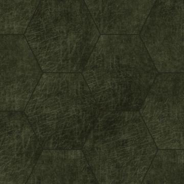 self-adhesive eco-leather tiles hexagon olive green